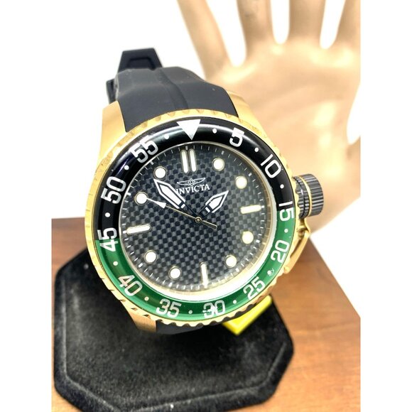 Invicta Men's Watch 35661 Pro Diver Quartz Gold Black Green Bezel Rubber Band - Picture 14 of 15